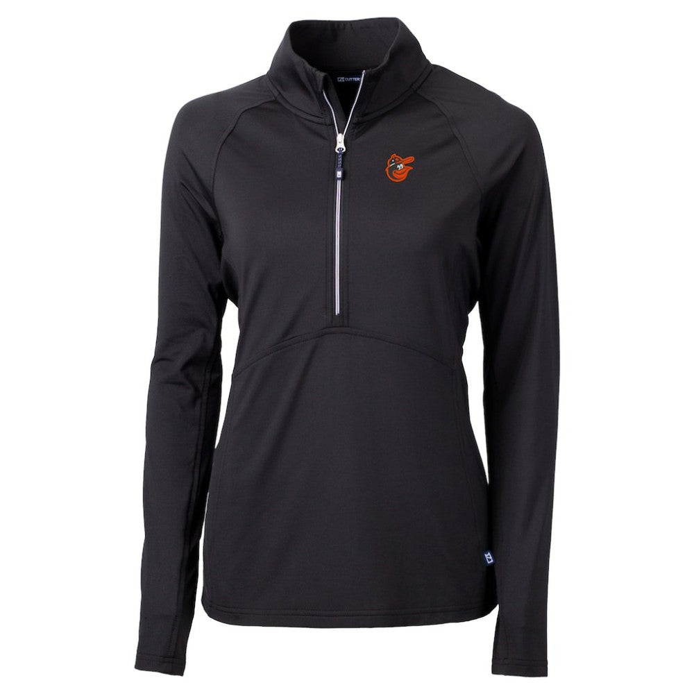 Baltimore Orioles Cutter & Buck Women's  DryTec Adapt Eco Knit Stretch Recycled Raglan Half-Zip Top Black