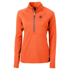 Baltimore Orioles Cutter & Buck Women's  DryTec Adapt Eco Knit Stretch Recycled Raglan Half-Zip Top Orange