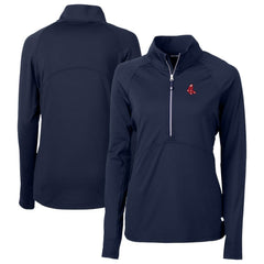 Boston Red Sox Cutter & Buck Women's  DryTec Adapt Eco Knit Stretch Recycled Raglan Half-Zip Top Navy