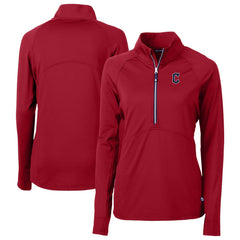 Cleveland Guardians Cutter & Buck Women's  DryTec Adapt Eco Knit Stretch Recycled Raglan Half-Zip Top Red