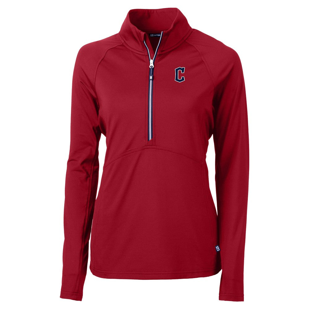 Cleveland Guardians Cutter & Buck Women's  DryTec Adapt Eco Knit Stretch Recycled Raglan Half-Zip Top Red