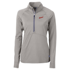 Detroit Tigers Cutter & Buck Women's  DryTec Adapt Eco Knit Stretch Recycled Raglan Half-Zip Top Gray