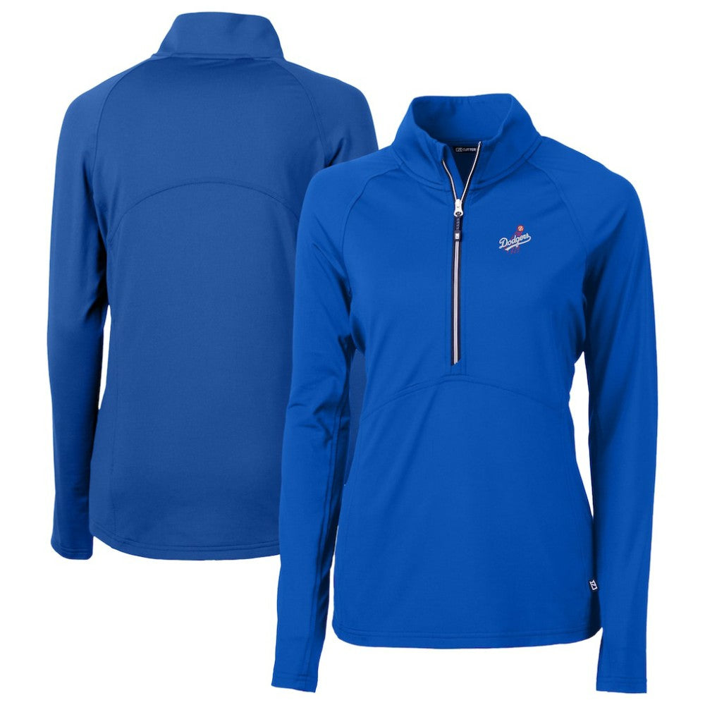 Los Angeles Dodgers Cutter & Buck Women's  DryTec Adapt Eco Knit Stretch Recycled Raglan Half-Zip Top Royal