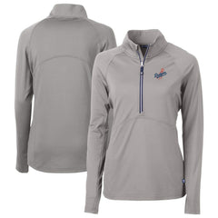 Los Angeles Dodgers Cutter & Buck Women's  DryTec Adapt Eco Knit Stretch Recycled Raglan Half-Zip Top Gray