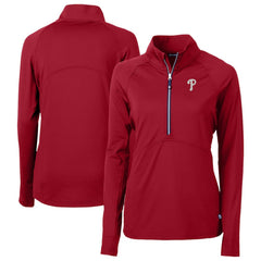 Philadelphia Phillies Cutter & Buck Women's  DryTec Adapt Eco Knit Stretch Recycled Raglan Half-Zip Top Red
