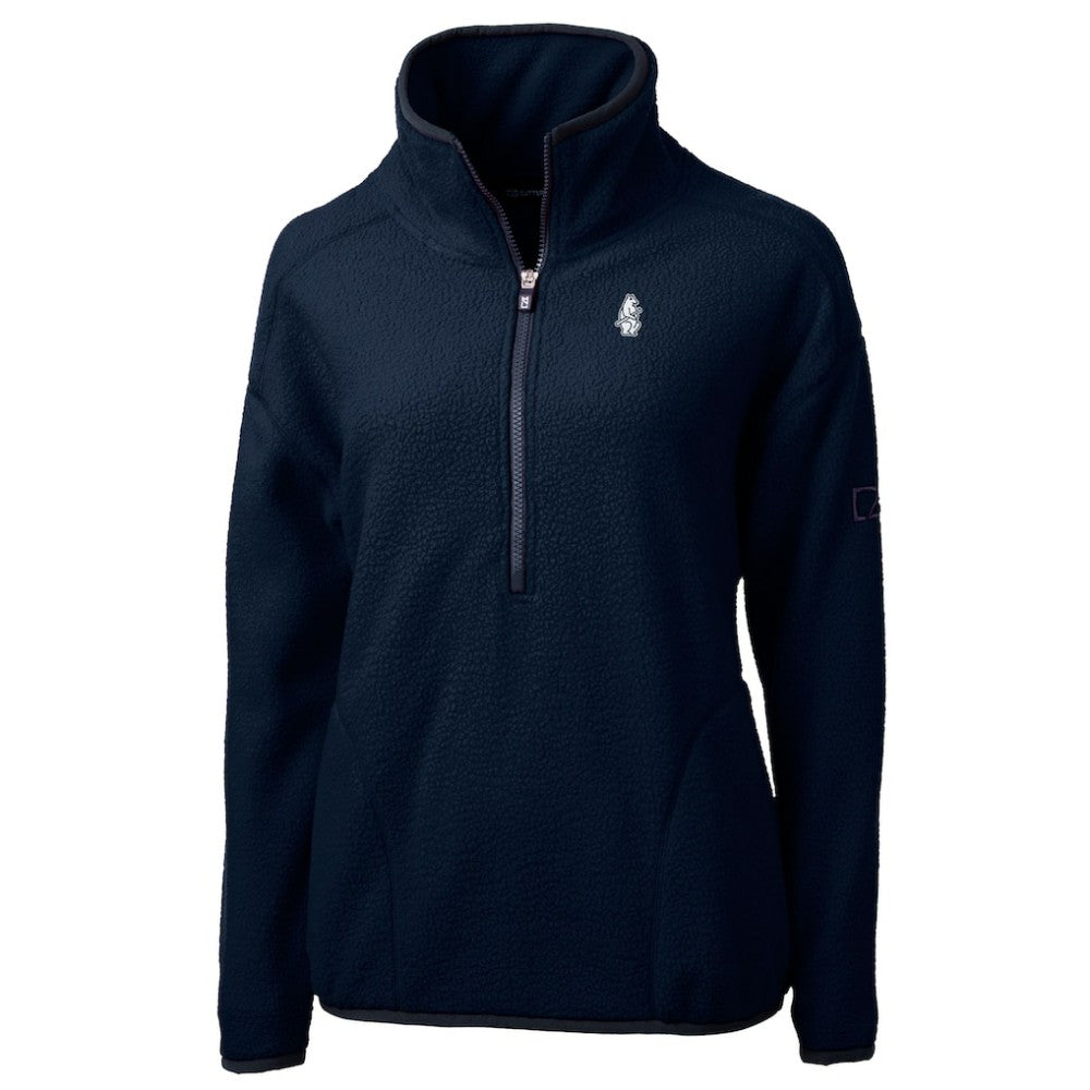 Chicago Cubs Cutter & Buck Women's Cooperstown Collection Cascade Eco Sherpa Fleece Half-Zip Pullover Jacket Navy