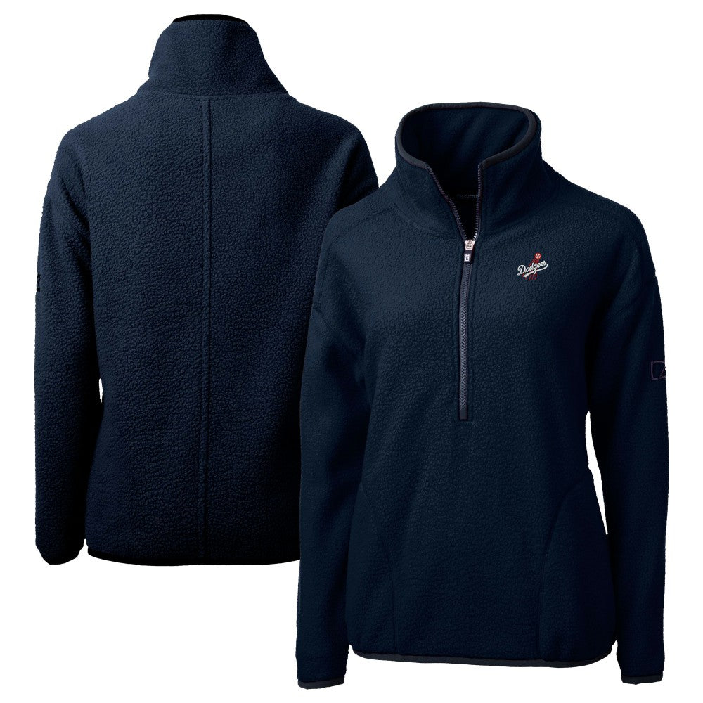 Los Angeles Dodgers Cutter & Buck Women's  Cascade Eco Sherpa Fleece Half-Zip Pullover Jacket Navy