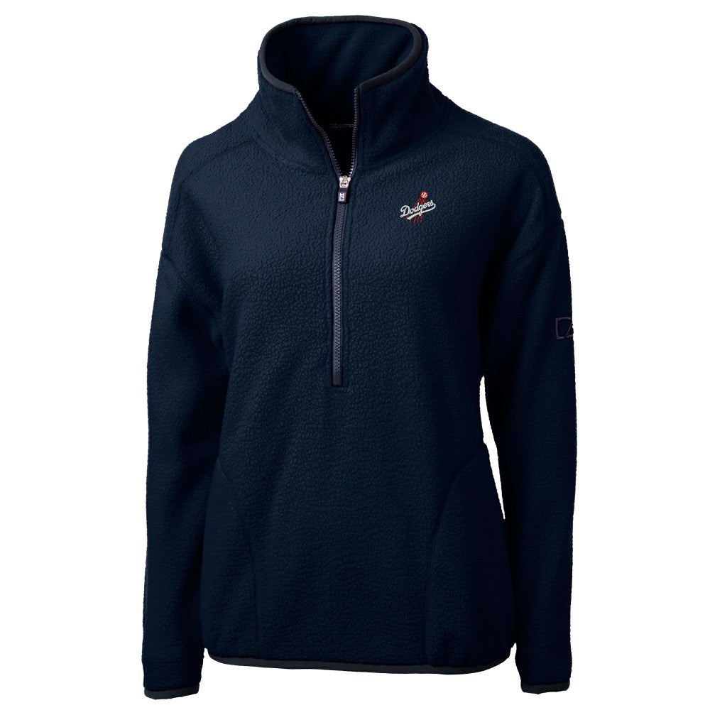Los Angeles Dodgers Cutter & Buck Women's  Cascade Eco Sherpa Fleece Half-Zip Pullover Jacket Navy
