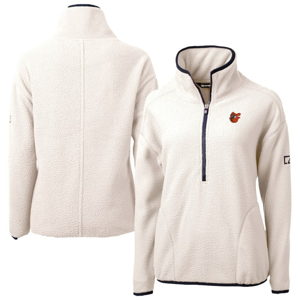 Baltimore Orioles Cutter & Buck Women's  Cascade Eco Sherpa Fleece Half-Zip Pullover Jacket Cream