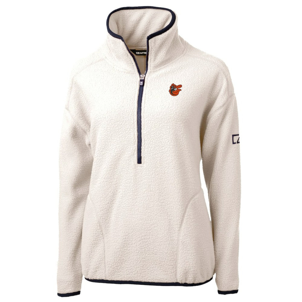 Baltimore Orioles Cutter & Buck Women's  Cascade Eco Sherpa Fleece Half-Zip Pullover Jacket Cream