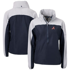 Atlanta Braves Cutter & Buck Women's  Charter Eco Recycled Half-Zip Anorak Jacket Navy