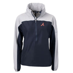 Atlanta Braves Cutter & Buck Women's  Charter Eco Recycled Half-Zip Anorak Jacket Navy