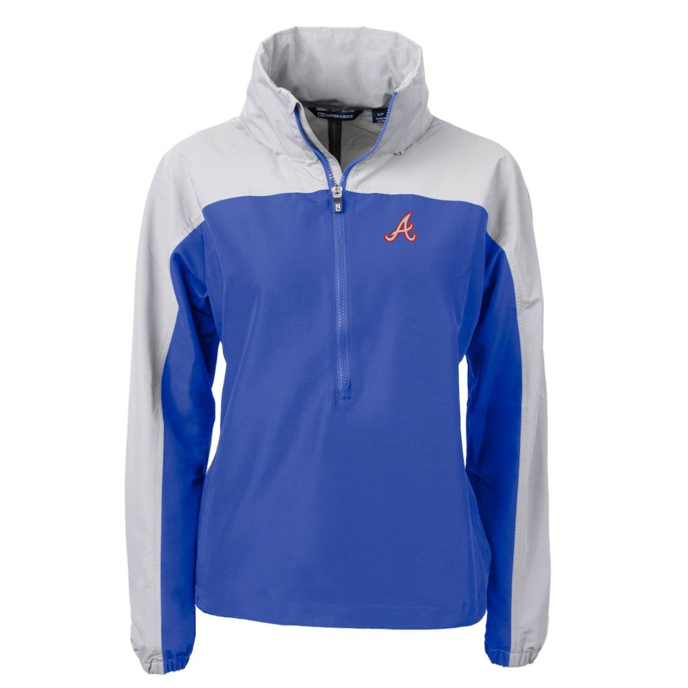 Atlanta Braves Cutter & Buck Women's  Charter Eco Recycled Half-Zip Anorak Jacket Royal