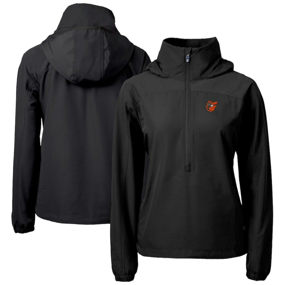 Baltimore Orioles Cutter & Buck Women's  Charter Eco Recycled Half-Zip Anorak Jacket Black