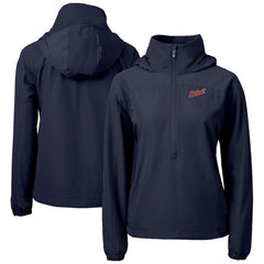 Detroit Tigers Cutter & Buck Women's  Charter Eco Recycled Half-Zip Anorak Jacket Navy
