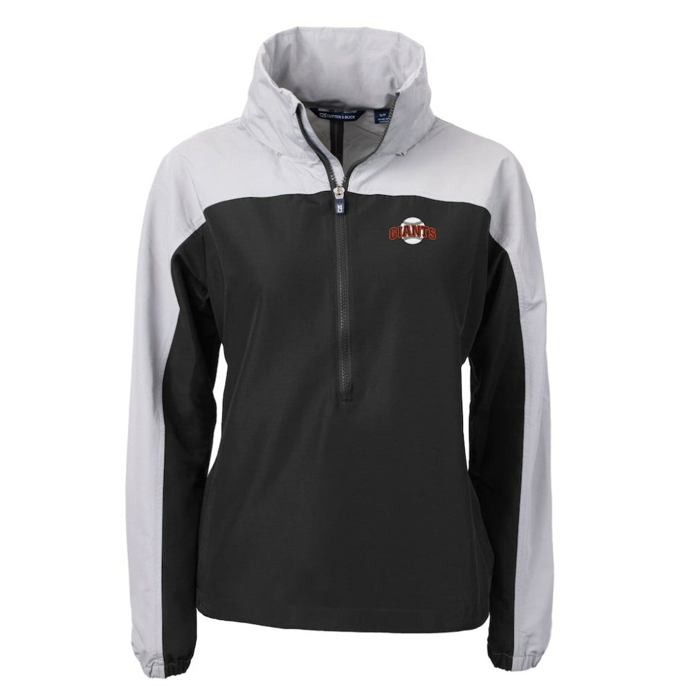 San Francisco Giants Cutter & Buck Women's  Charter Eco Recycled Half-Zip Anorak Jacket Black