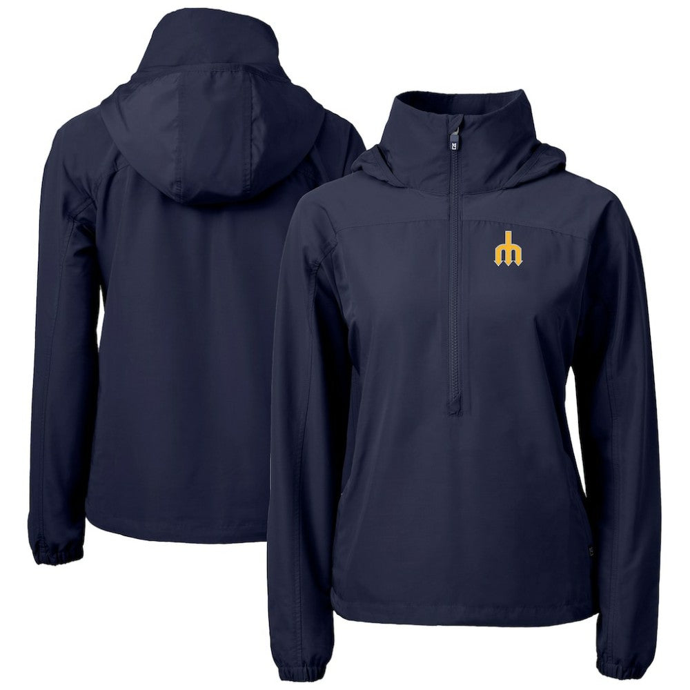 Seattle Mariners Cutter & Buck Women's  Charter Eco Recycled Half-Zip Anorak Jacket Navy