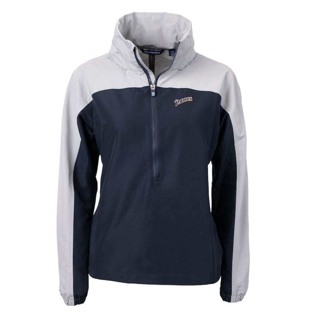 San Diego Padres Cutter & Buck Women's Cooperstown Collection Charter Eco Recycled Half-Zip Anorak Jacket Navy