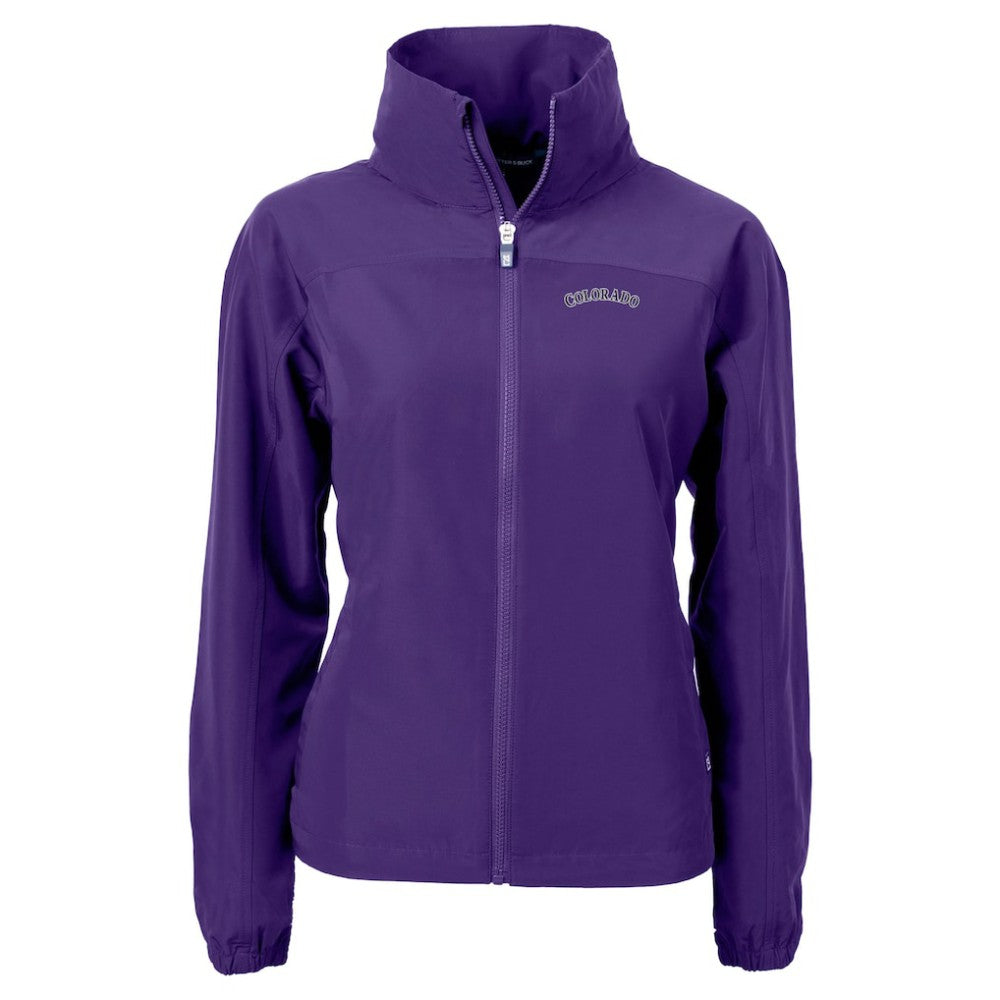 Colorado Rockies Cutter & Buck Women's Charter Eco Recycled Full-Zip Jacket Purple