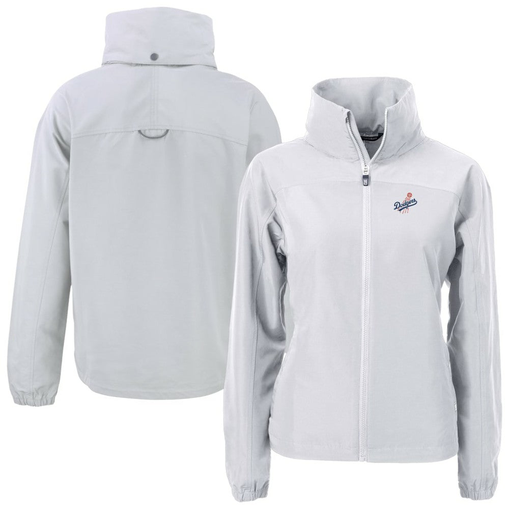 Los Angeles Dodgers Cutter & Buck Women's  Charter Eco Recycled Full-Zip Jacket Gray