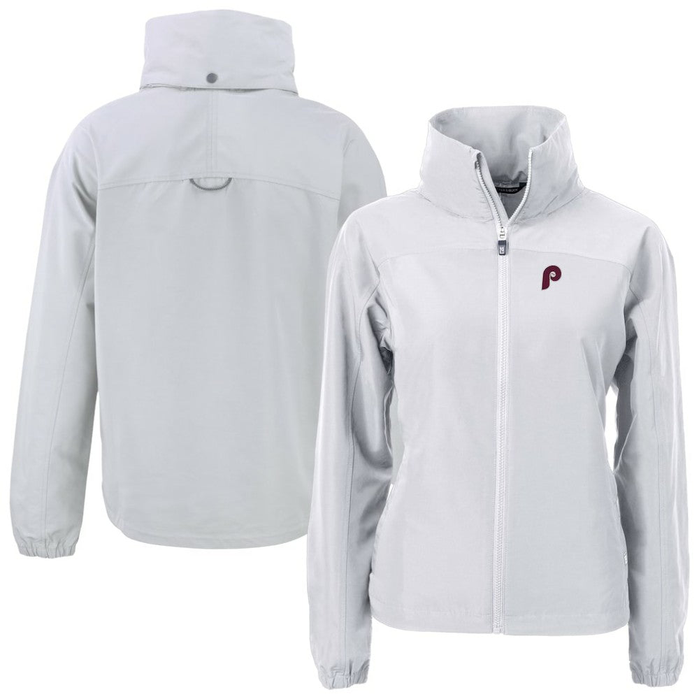 Philadelphia Phillies Cutter & Buck Women's Cooperstown Collection Charter Eco Recycled Full-Zip Jacket Gray