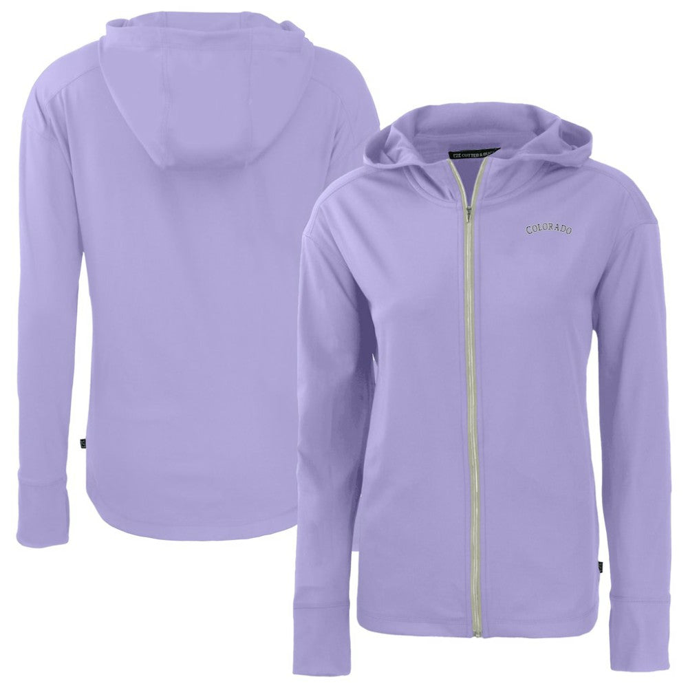 Colorado Rockies Cutter & Buck Women's  Daybreak Eco Recycled Full-Zip Hoodie Jacket Purple