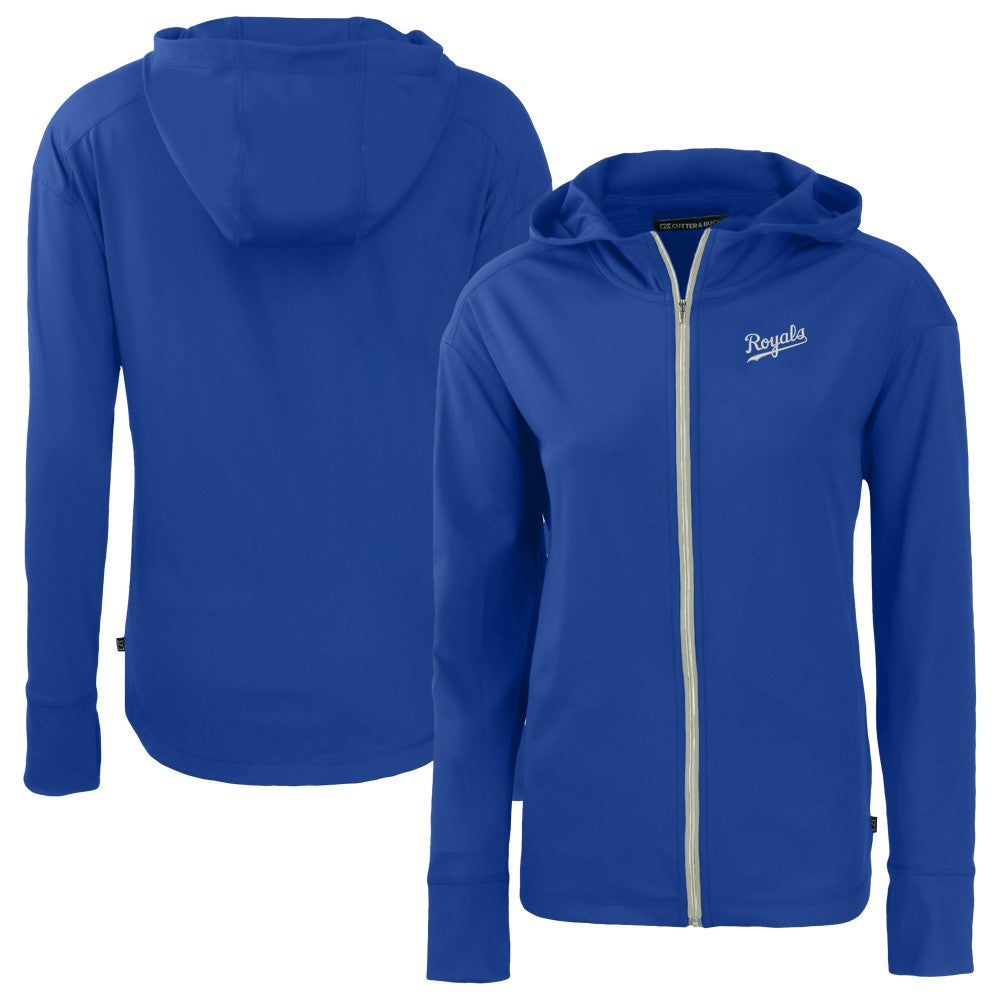 Kansas City Royals Cutter & Buck Women's  Daybreak Eco Recycled Full-Zip Hoodie Jacket Royal