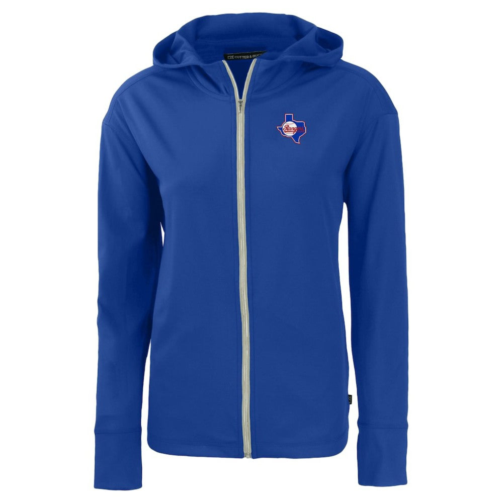 Texas Rangers Cutter & Buck Women's Cooperstown Collection Daybreak Eco Recycled Full-Zip Hoodie Jacket Royal