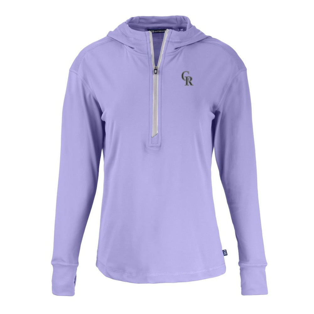 Colorado Rockies Cutter & Buck Women's Daybreak Eco Recycled Half-Zip Hoodie Purple
