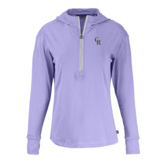 Colorado Rockies Cutter & Buck Women's Daybreak Eco Recycled Half-Zip Hoodie Purple