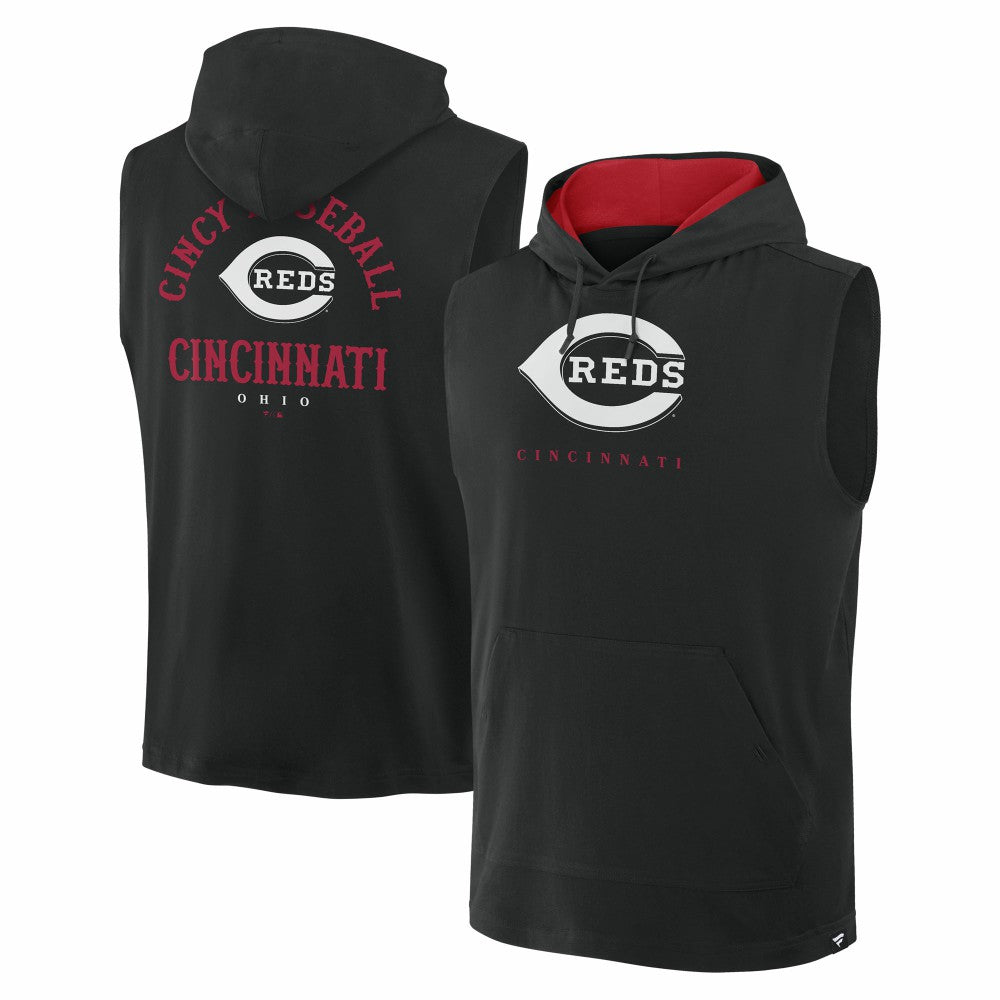 Cincinnati Reds Fire Speed Sleeveless Pullover Hoodie Black