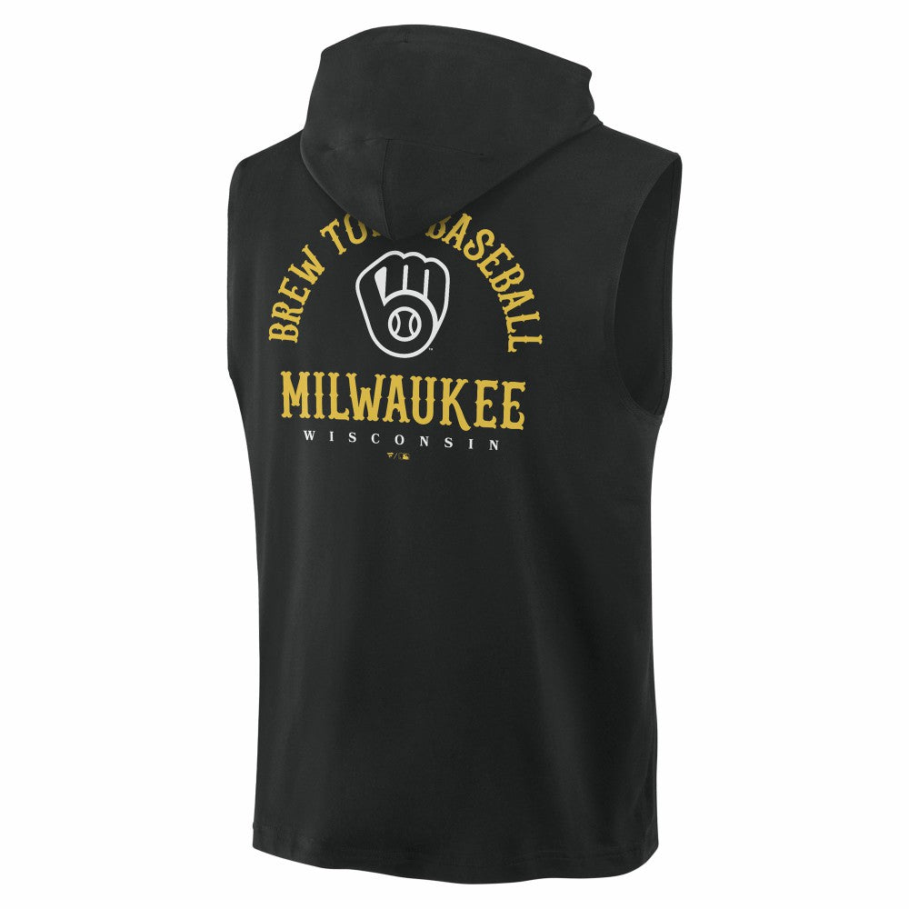 Milwaukee Brewers Fire Speed Sleeveless Pullover Hoodie Black