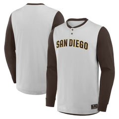 San Diego Padres Clubhouse Long Sleeve Henley Shirt Gray/Brown