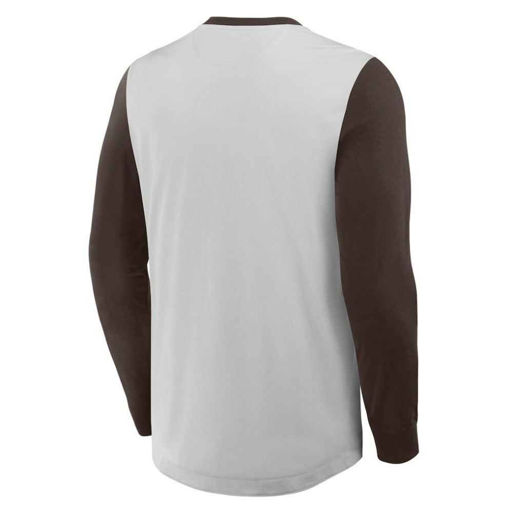 San Diego Padres Clubhouse Long Sleeve Henley Shirt Gray/Brown