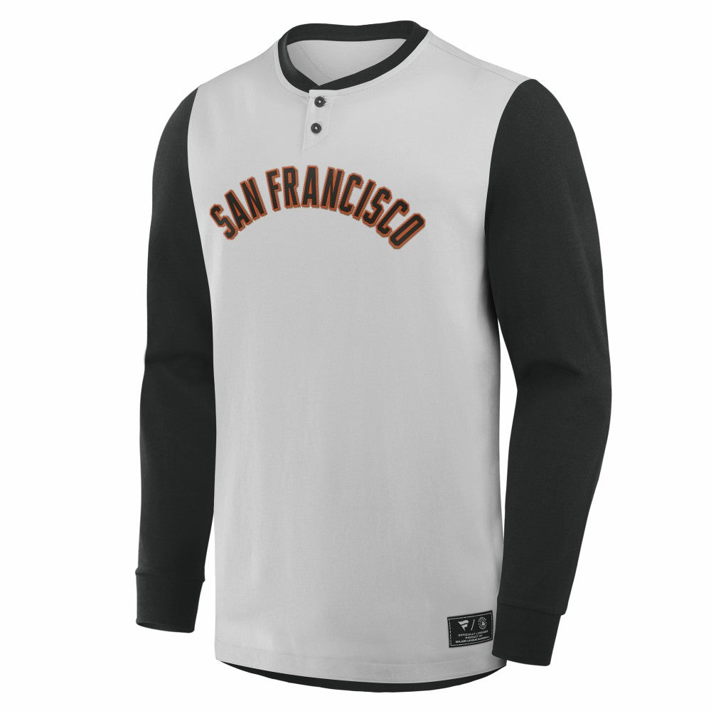 San Francisco Giants Clubhouse Long Sleeve Henley Shirt Gray/Black