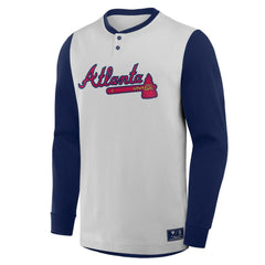 Atlanta Braves Clubhouse Long Sleeve Henley Shirt Gray/Navy