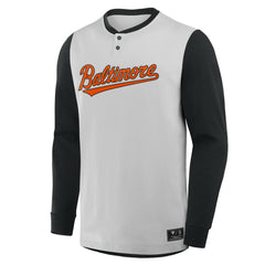 Baltimore Orioles Clubhouse Long Sleeve Henley Shirt Gray/Black