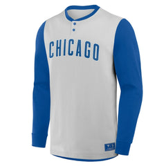 Chicago Cubs Clubhouse Long Sleeve Henley Shirt Gray/Royal