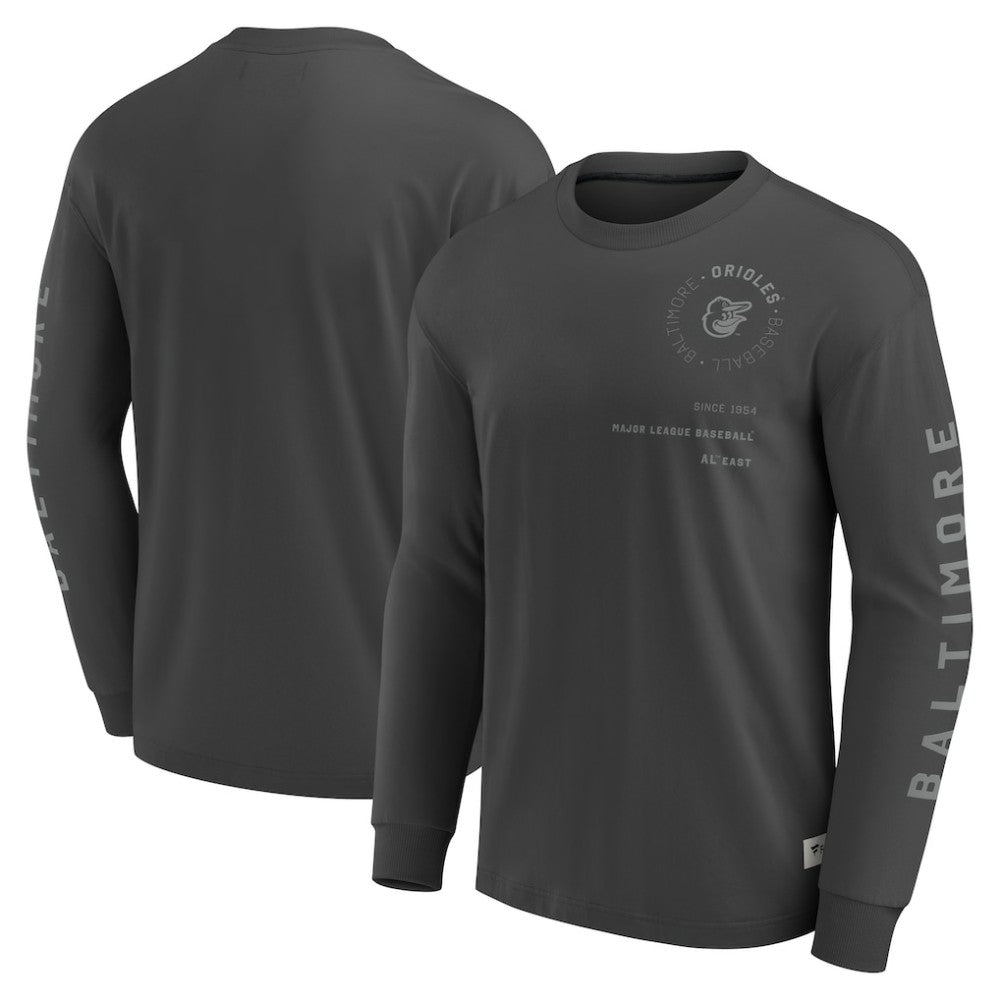 Baltimore Orioles Elements Future Ground Tonal Info Long Sleeve T-Shirt Charcoal