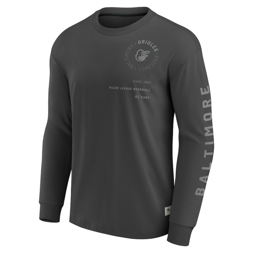 Baltimore Orioles Elements Future Ground Tonal Info Long Sleeve T-Shirt Charcoal
