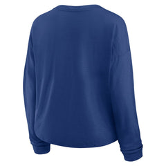 Toronto Maple Leafs Fanatics Women's Oversized All Out Effort Long Sleeve Henley T-Shirt Blue