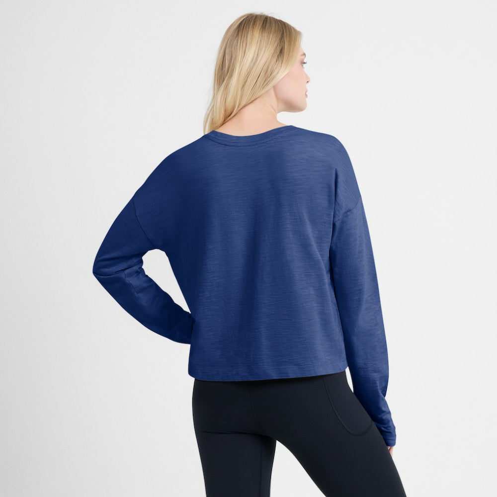 Toronto Maple Leafs Fanatics Women's Oversized All Out Effort Long Sleeve Henley T-Shirt Blue