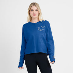 St. Louis Blues Fanatics Women's Oversized All Out Effort Long Sleeve Henley T-Shirt Blue