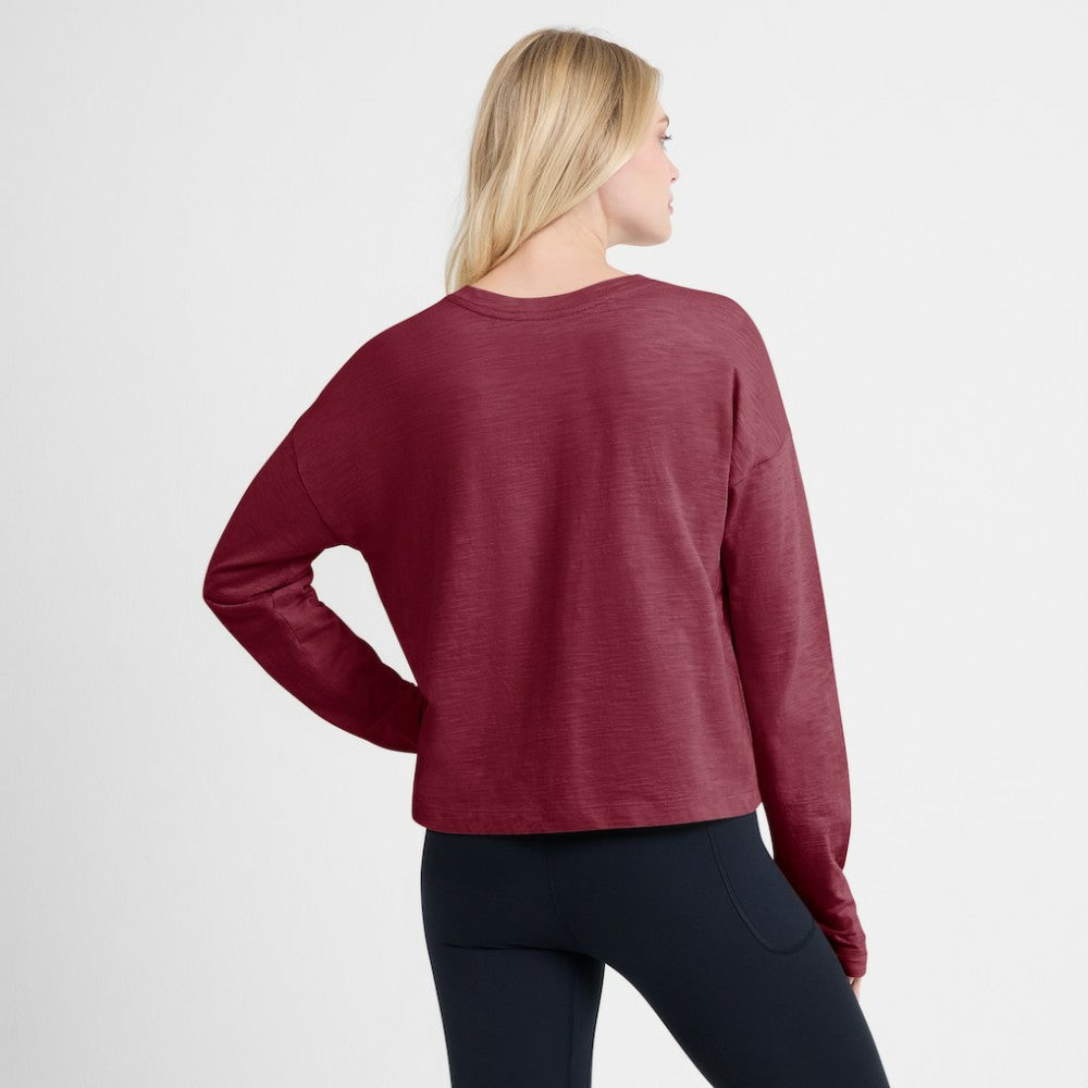 Colorado Avalanche Fanatics Women's Oversized All Out Effort Long Sleeve Henley T-Shirt Burgundy