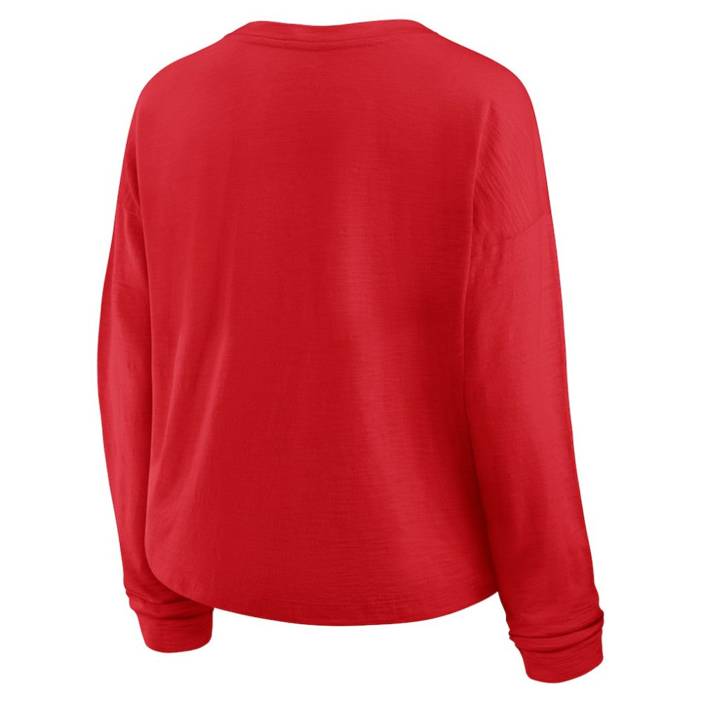 New Jersey Devils Fanatics Women's Oversized All Out Effort Long Sleeve Henley T-Shirt Red