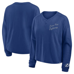 Tampa Bay Lightning Fanatics Women's Oversized All Out Effort Long Sleeve Henley T-Shirt Blue