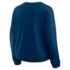 Seattle Kraken Fanatics Women's Oversized All Out Effort Long Sleeve Henley T-Shirt Deep Sea Blue