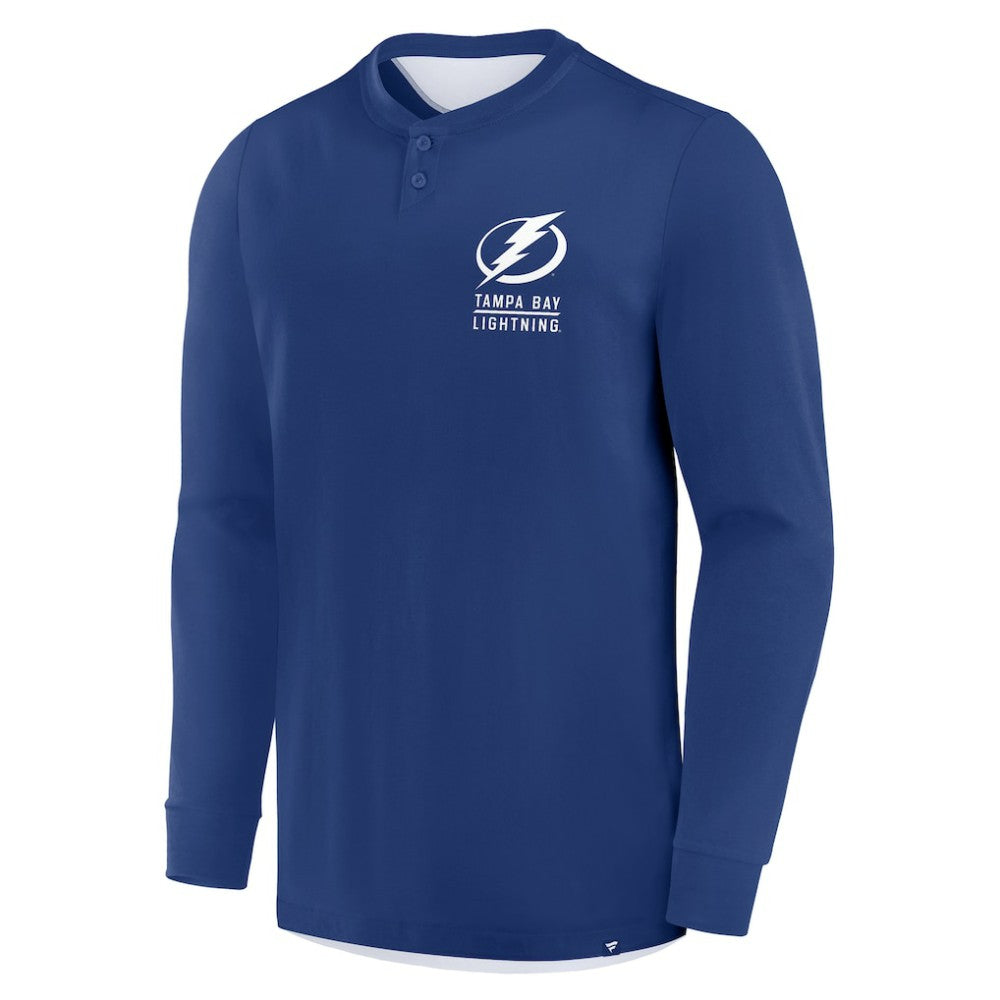 Tampa Bay Lightning Fanatics Adrenaline Push Long Sleeve Henley Shirt Blue