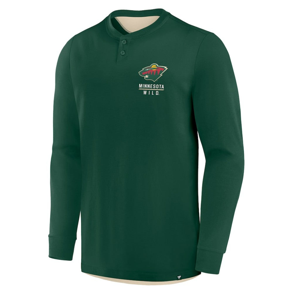 Minnesota Wild Fanatics Adrenaline Push Long Sleeve Henley Shirt Green