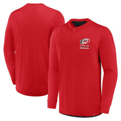 Carolina Hurricanes Fanatics Adrenaline Push Long Sleeve Henley Shirt Red